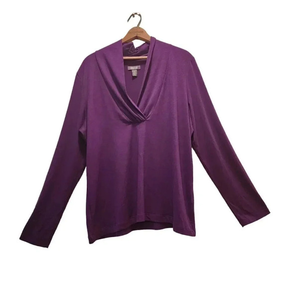 Kenneth Cole Reaction Top Womens Size 2XL Purple Long Sleeve V Neck Pullover - Picture 1 of 7